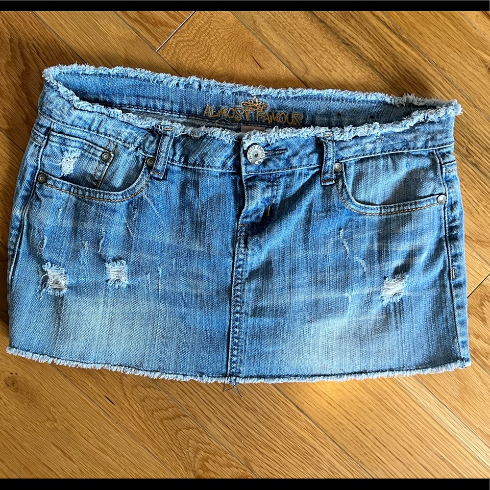 Distressed Denim Mini Skirt